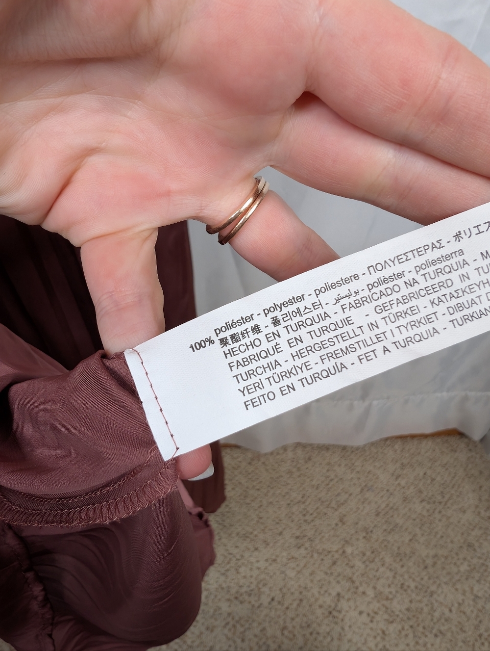 Zara Marsala Satin Effect Pleated Cutout Long Sleeve Maxi Dress - Size Small - Picture 9 of 9